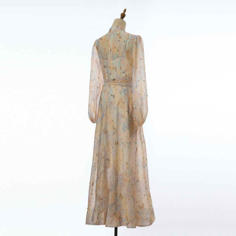 Isadora Pearl-Button Floral Maxi Dress
