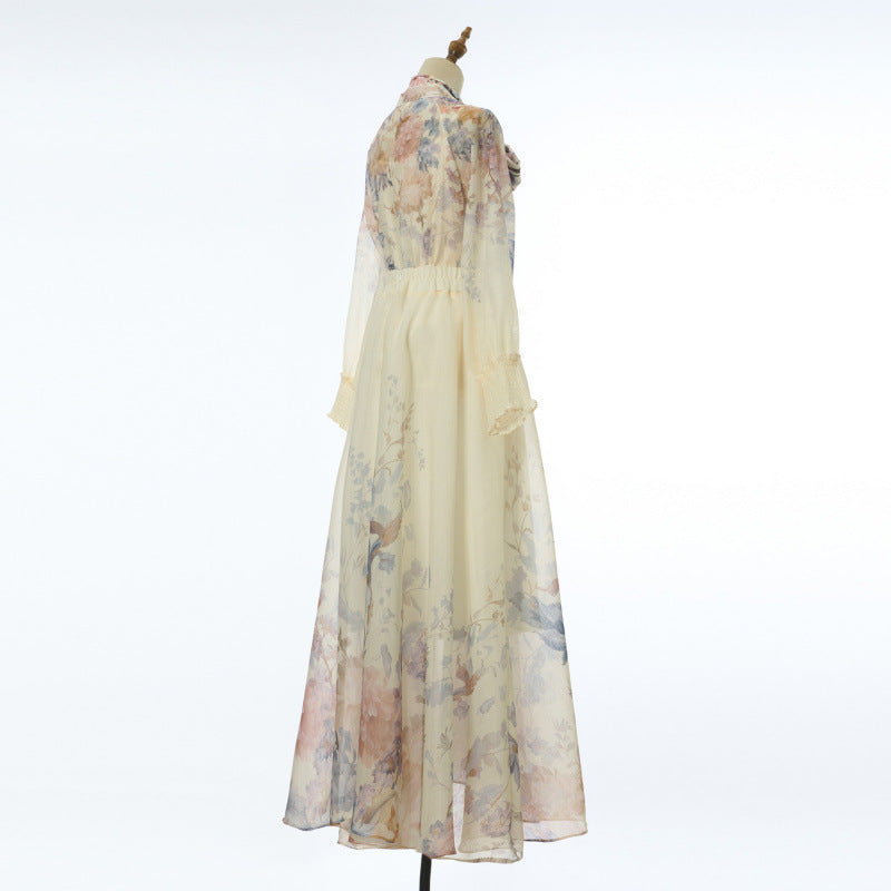 Aurelia Tie-Neck Floral Maxi Dress