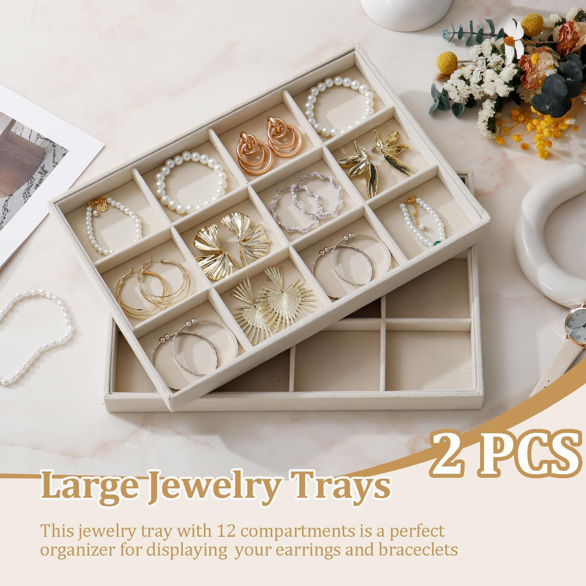 Jewellery tray 2-pack with 12 compartments