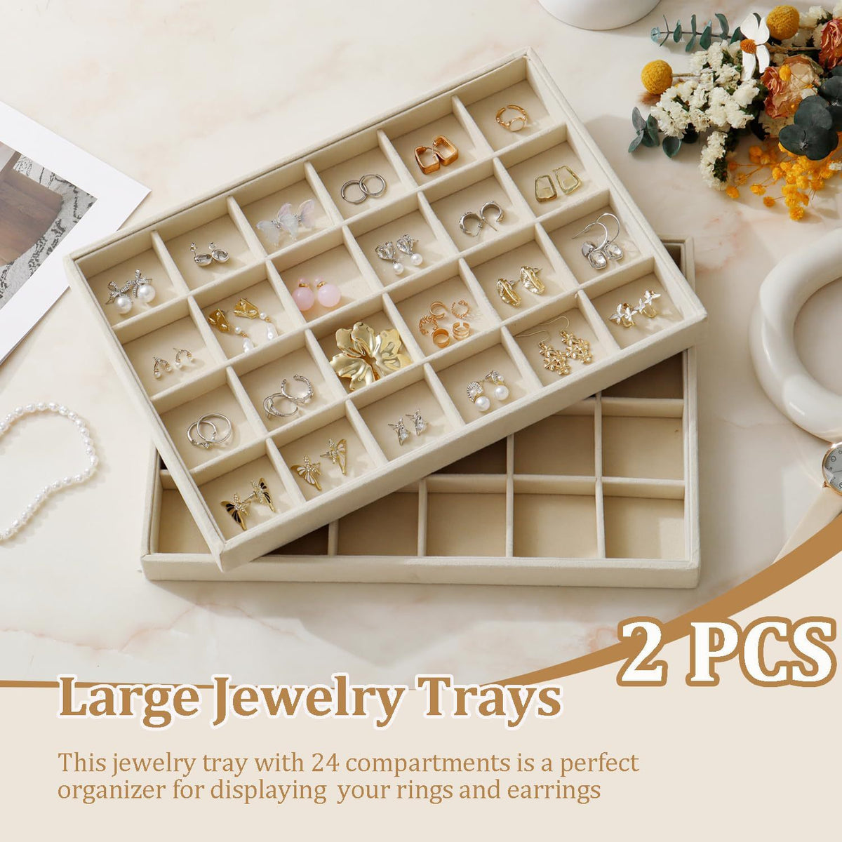 Jewellery tray 2-pack with 24 compartments