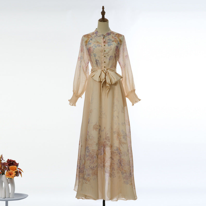 Aurelia Tie-Neck Floral Maxi Dress