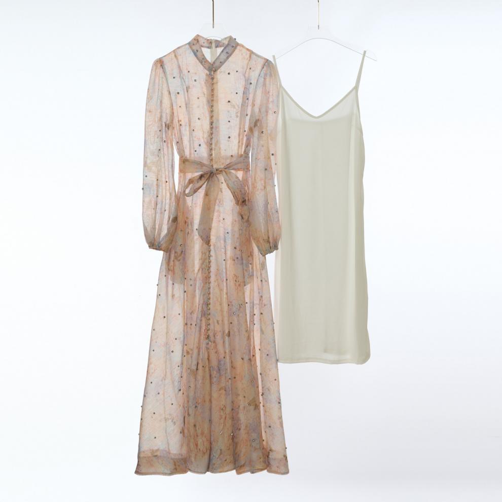 Isadora Pearl-Button Floral Maxi Dress