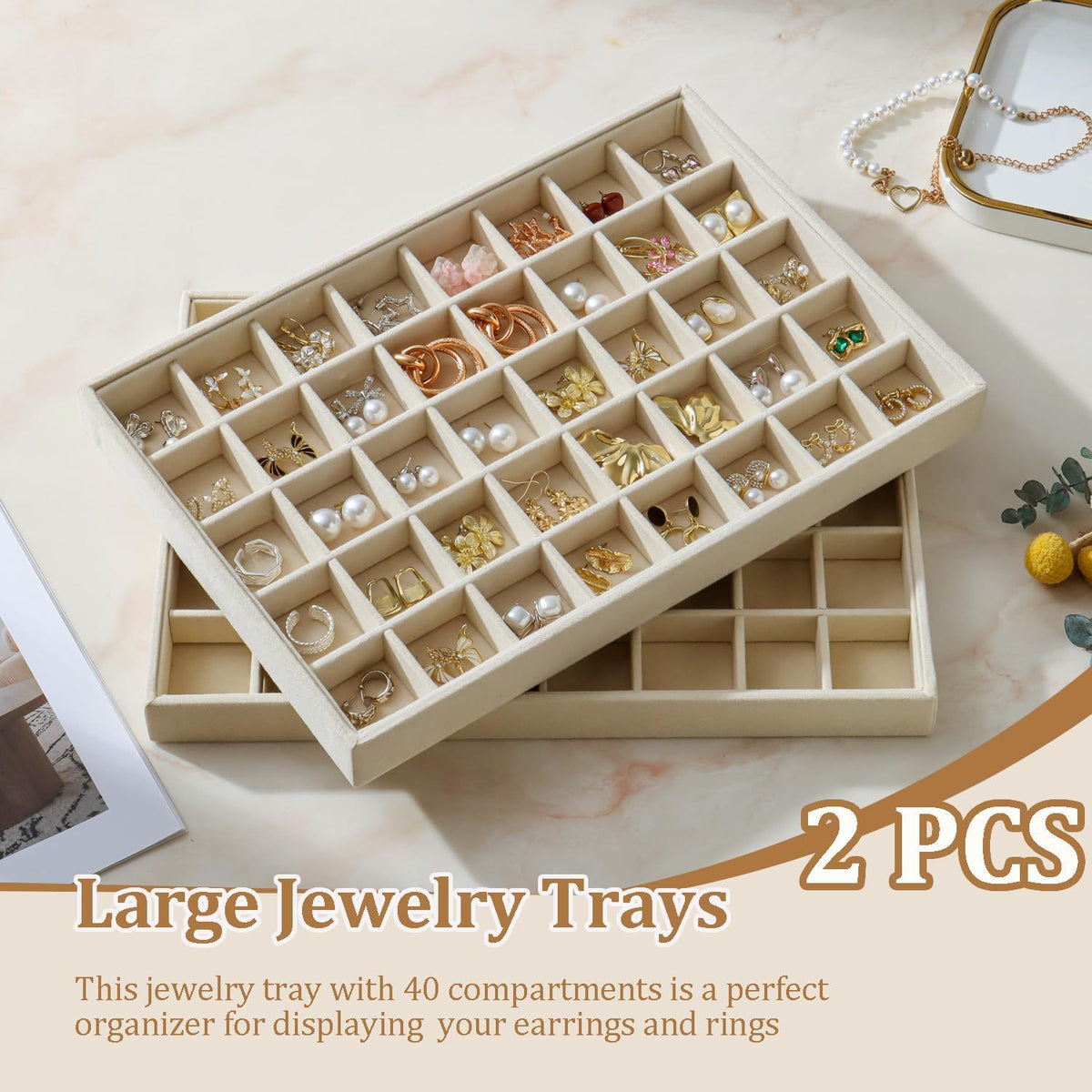 Jewellery tray 2-pack with 40 compartments