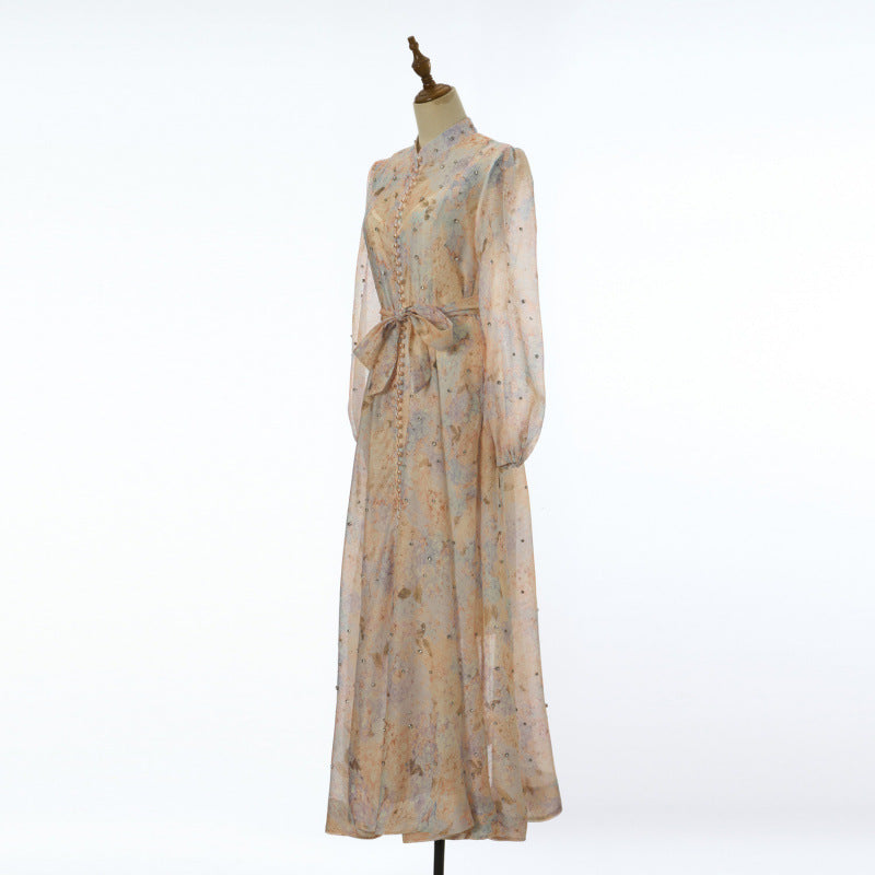 Isadora Pearl-Button Floral Maxi Dress