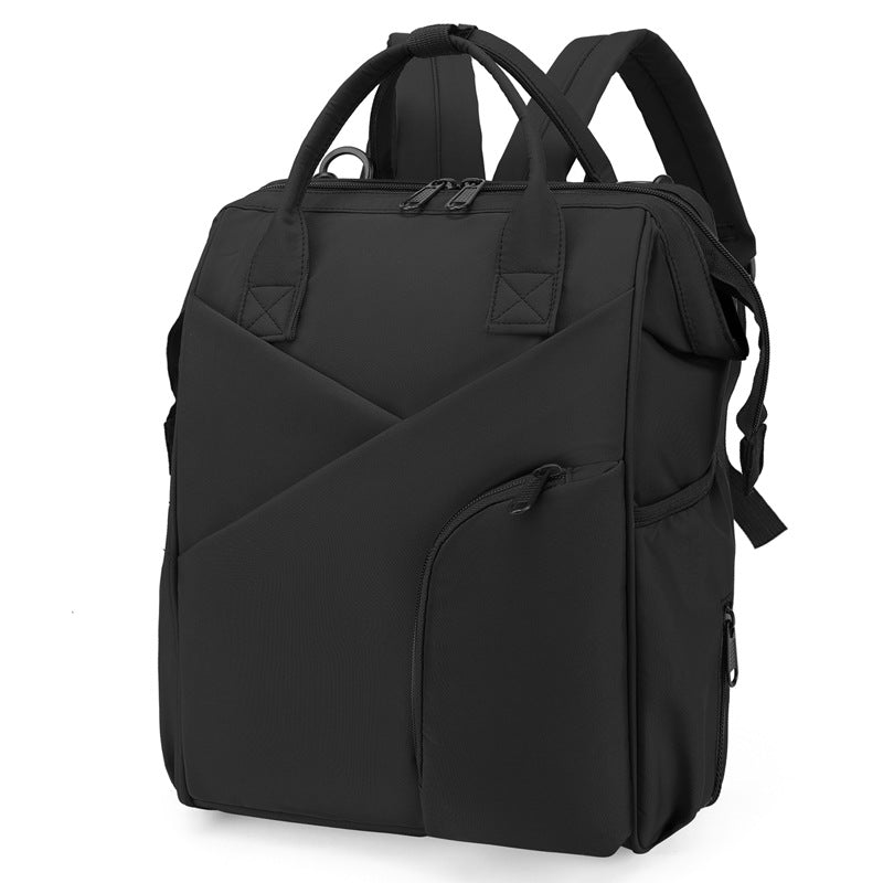 Black diaper bag backpack with front zip pockets