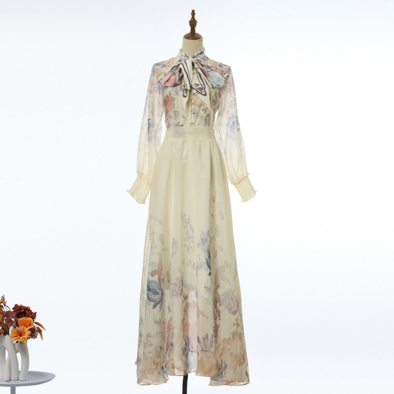 Aurelia Tie-Neck Floral Maxi Dress