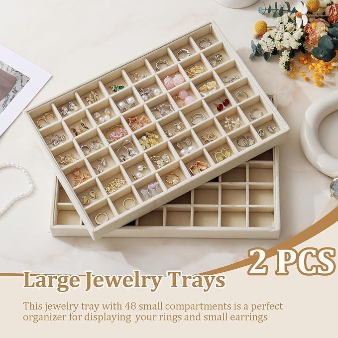 Jewellery tray 2-pack with 48 small compartments