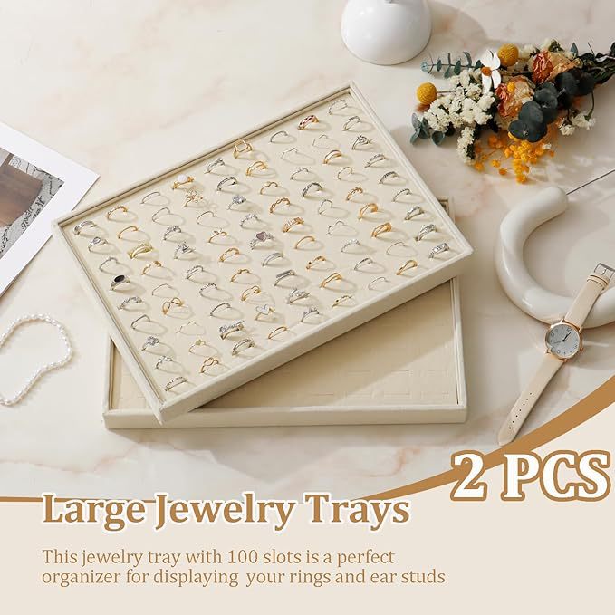 Jewellery tray 2-pack with full ring slots