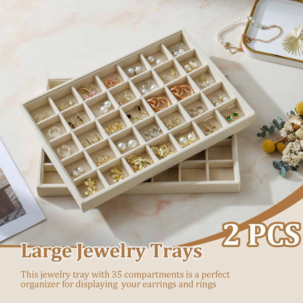Jewellery tray 2-pack with 35 compartments