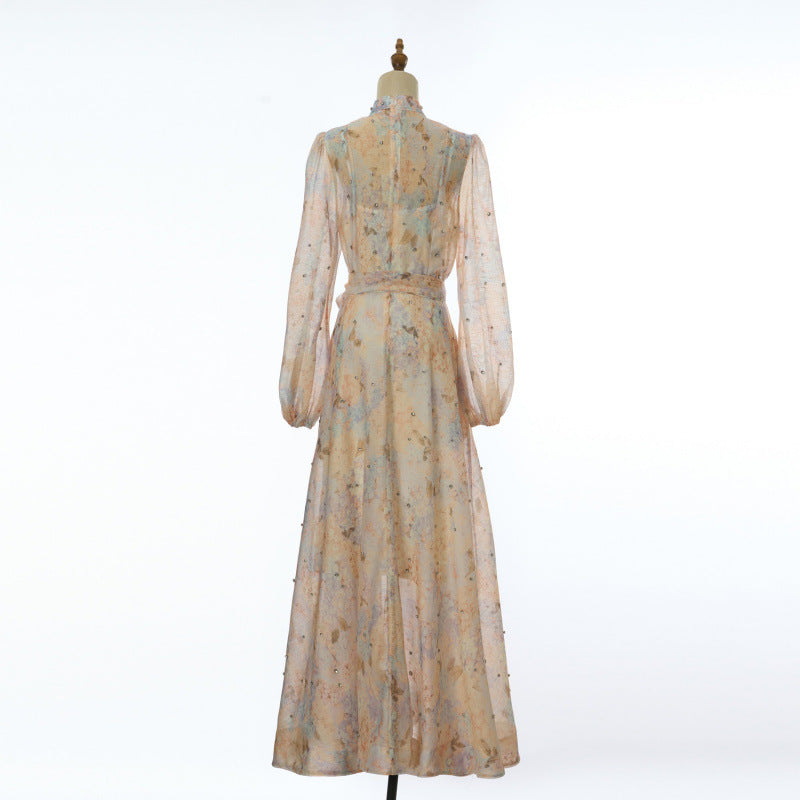 Isadora Pearl-Button Floral Maxi Dress
