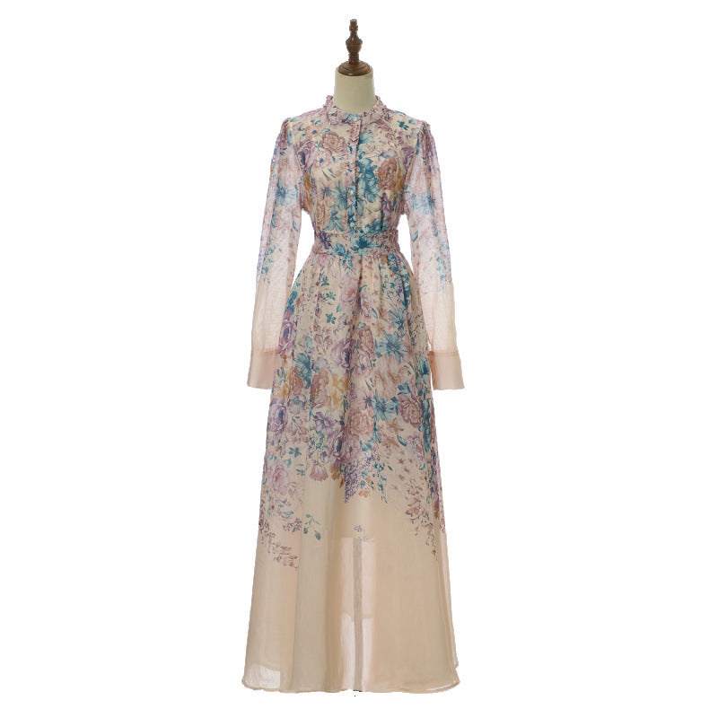 Aurelia Tie-Neck Floral Maxi Dress – Lilac Blush