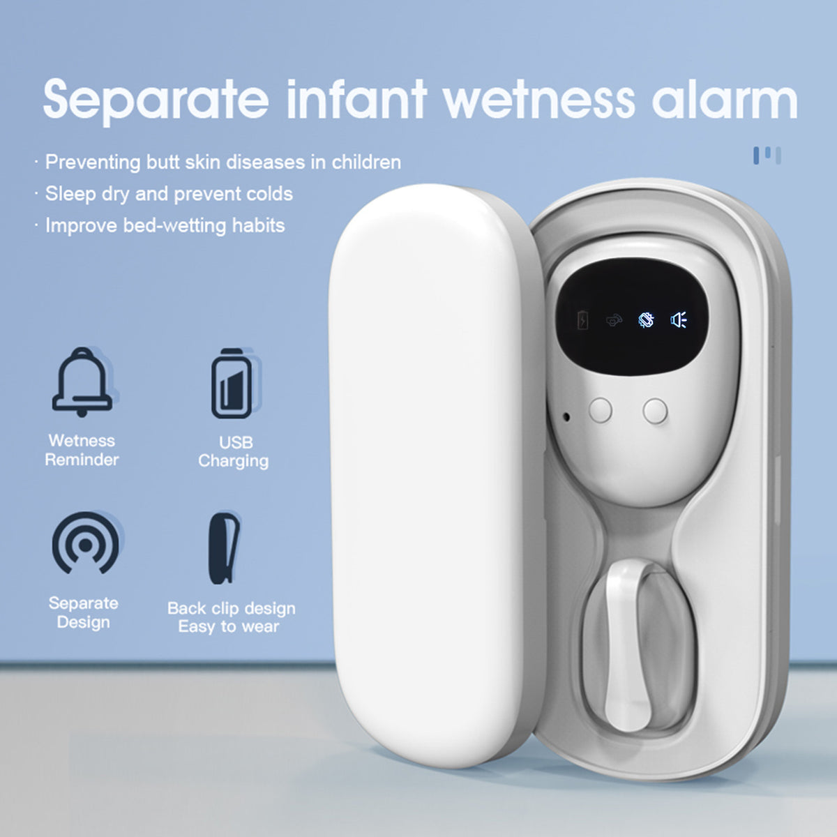Gobez wireless bedwetting alarm with receiver and sensor
