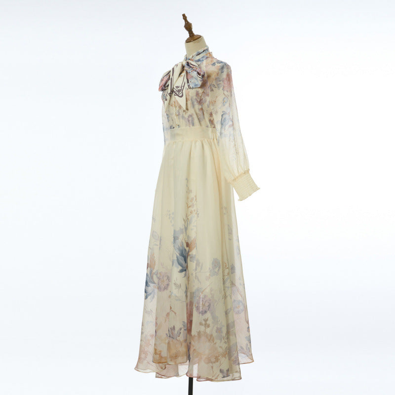 Aurelia Tie-Neck Floral Maxi Dress