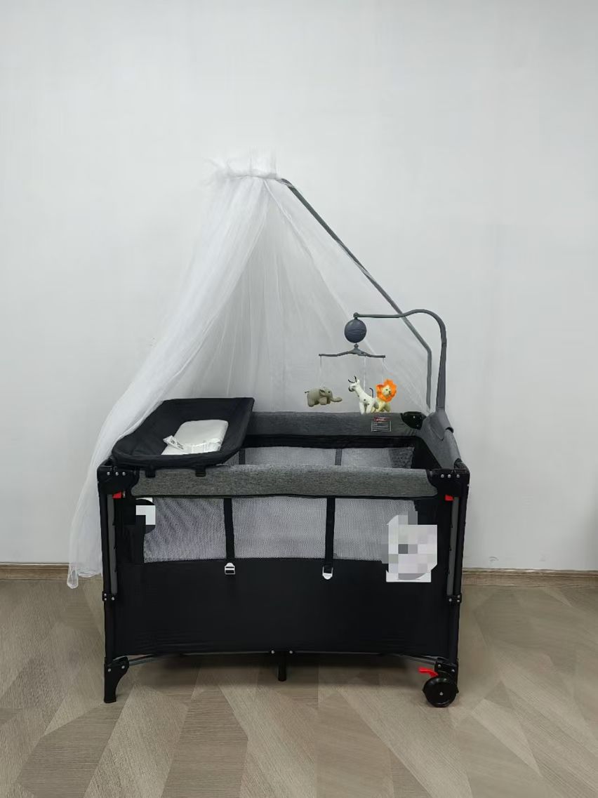 Deluxe Baby Bed with Wheels, Swing & Full Accessories