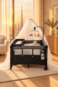 GOBEZ foldable baby crib with mosquito net canopy