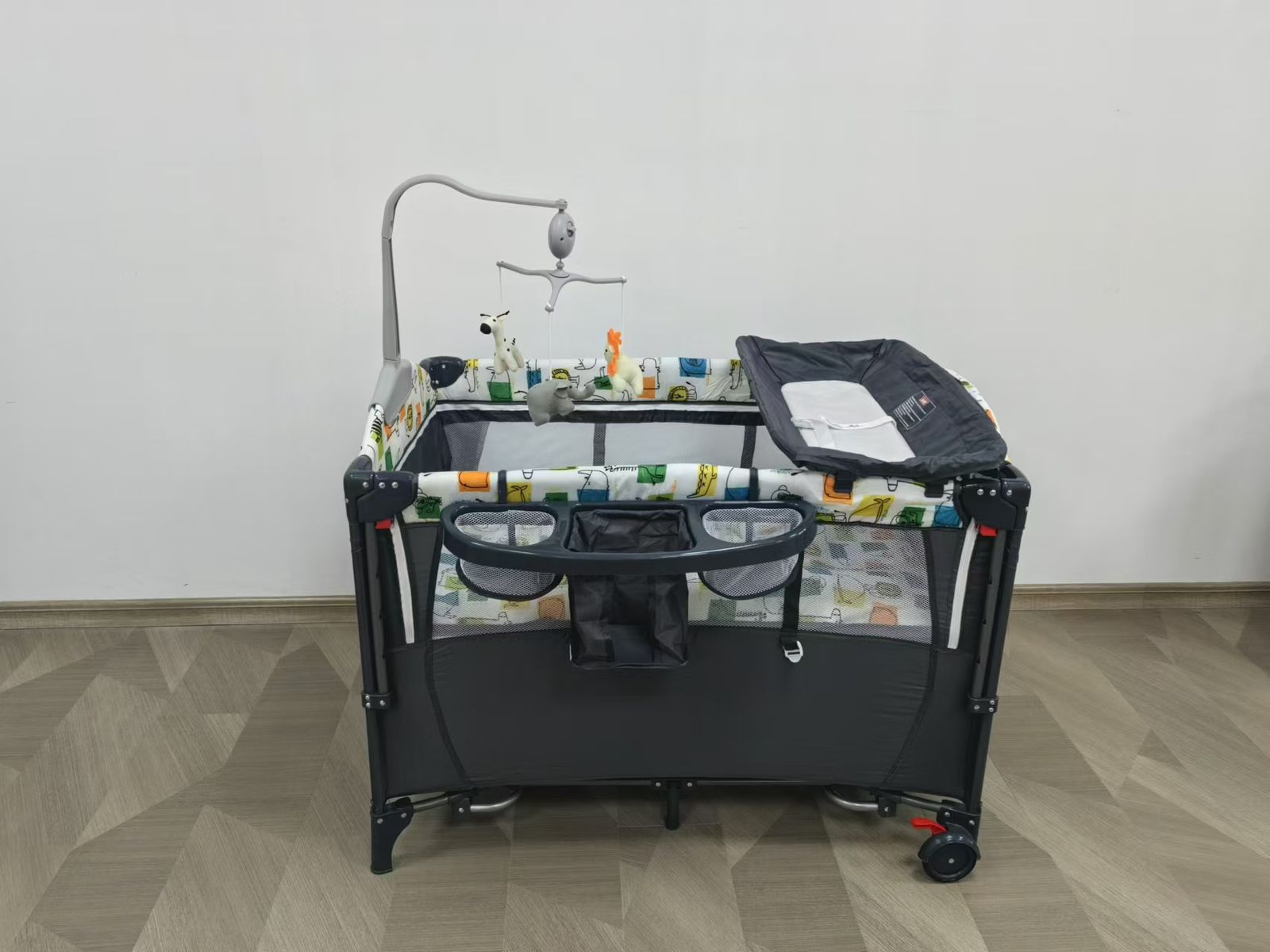 Deluxe Baby Bed with Wheels, Swing & Full Accessories