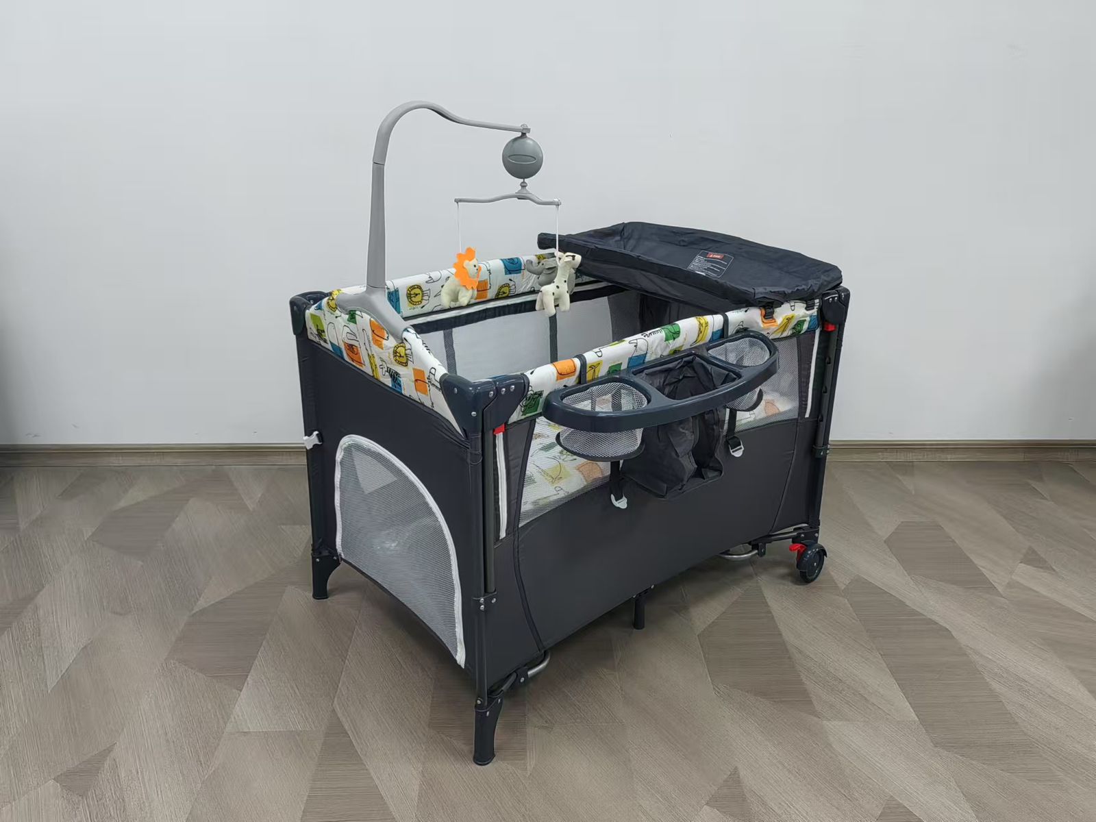 Deluxe Baby Bed with Wheels, Swing & Full Accessories