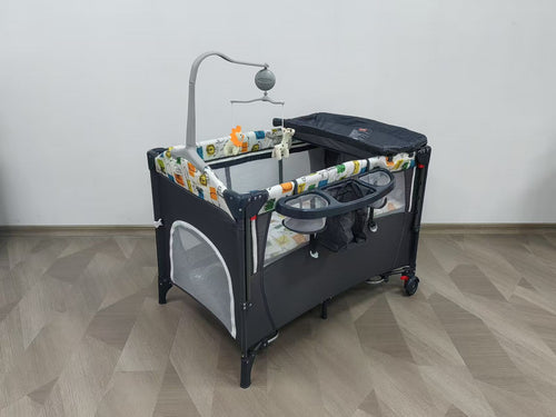 Deluxe Baby Bed with Wheels, Swing & Full Accessories