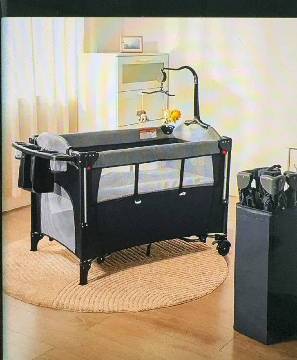 Deluxe Baby Bed with Wheels, Swing & Full Accessories