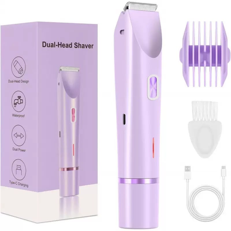 Dual Head Electric Lady Shaver & Trimmer – Rechargeable with LED Display