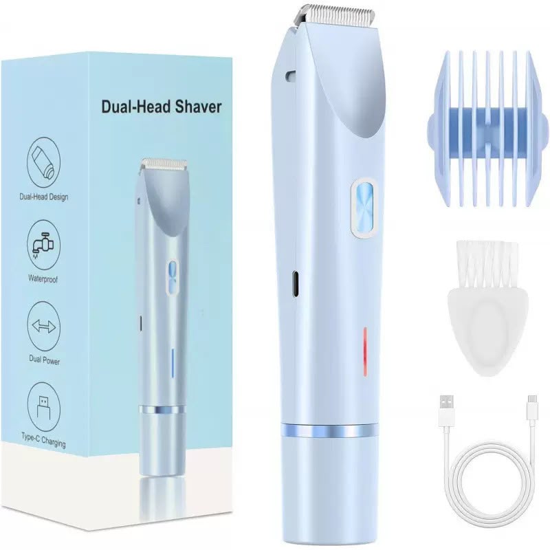 Dual Head Electric Lady Shaver & Trimmer – Rechargeable with LED Display