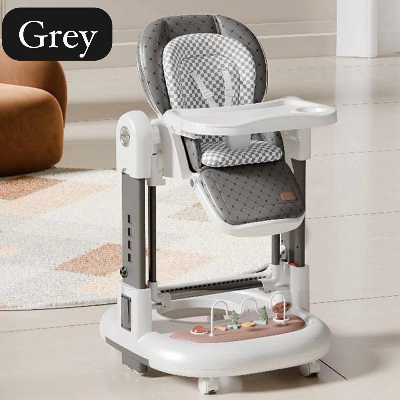 3-in-1 Baby High Chair, Swing & Walker – Foldable with Tray & Safety Wheels