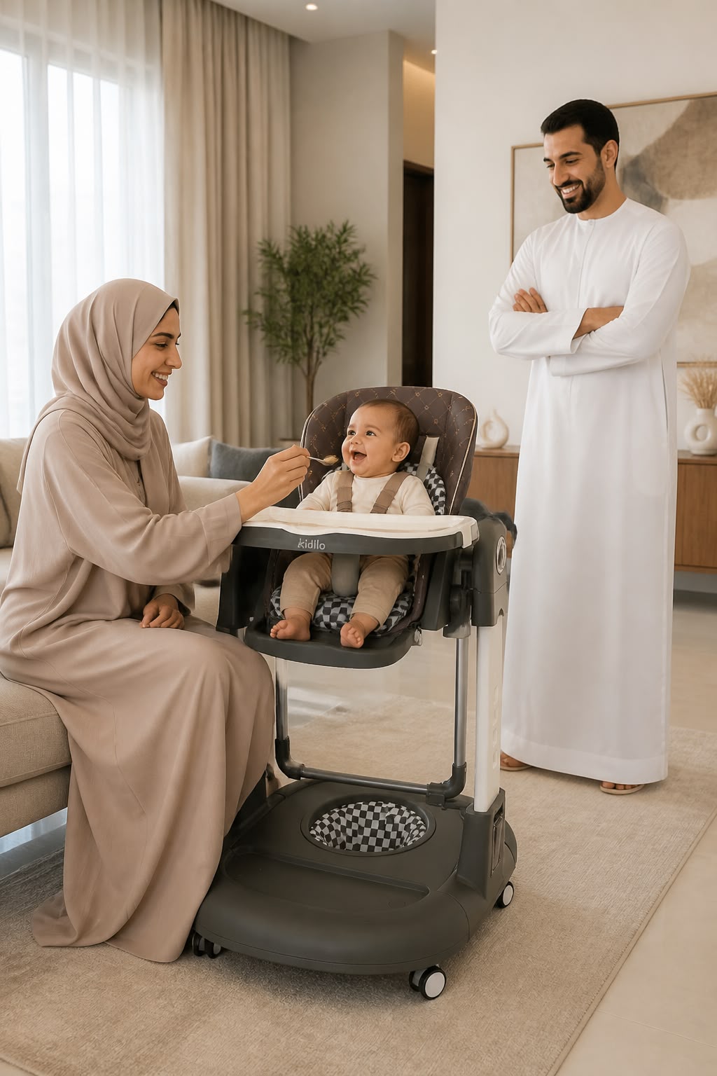 3-in-1 Baby High Chair, Swing & Walker – Foldable with Tray & Safety Wheels