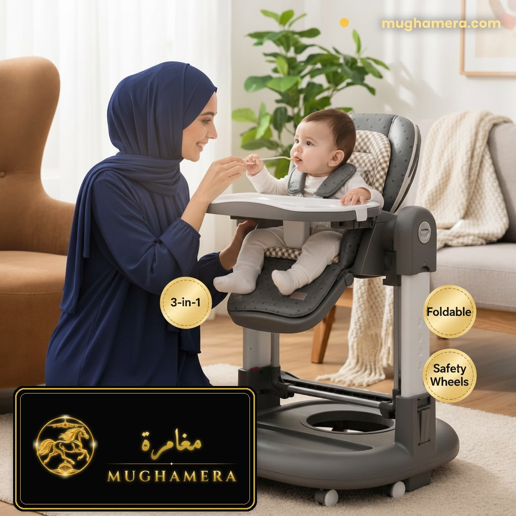 GOBEZ Kidilo 3-in-1 baby high chair with tray, walker and rocker modes