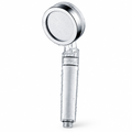 Filtered shower head with chrome round head and clear filter handle