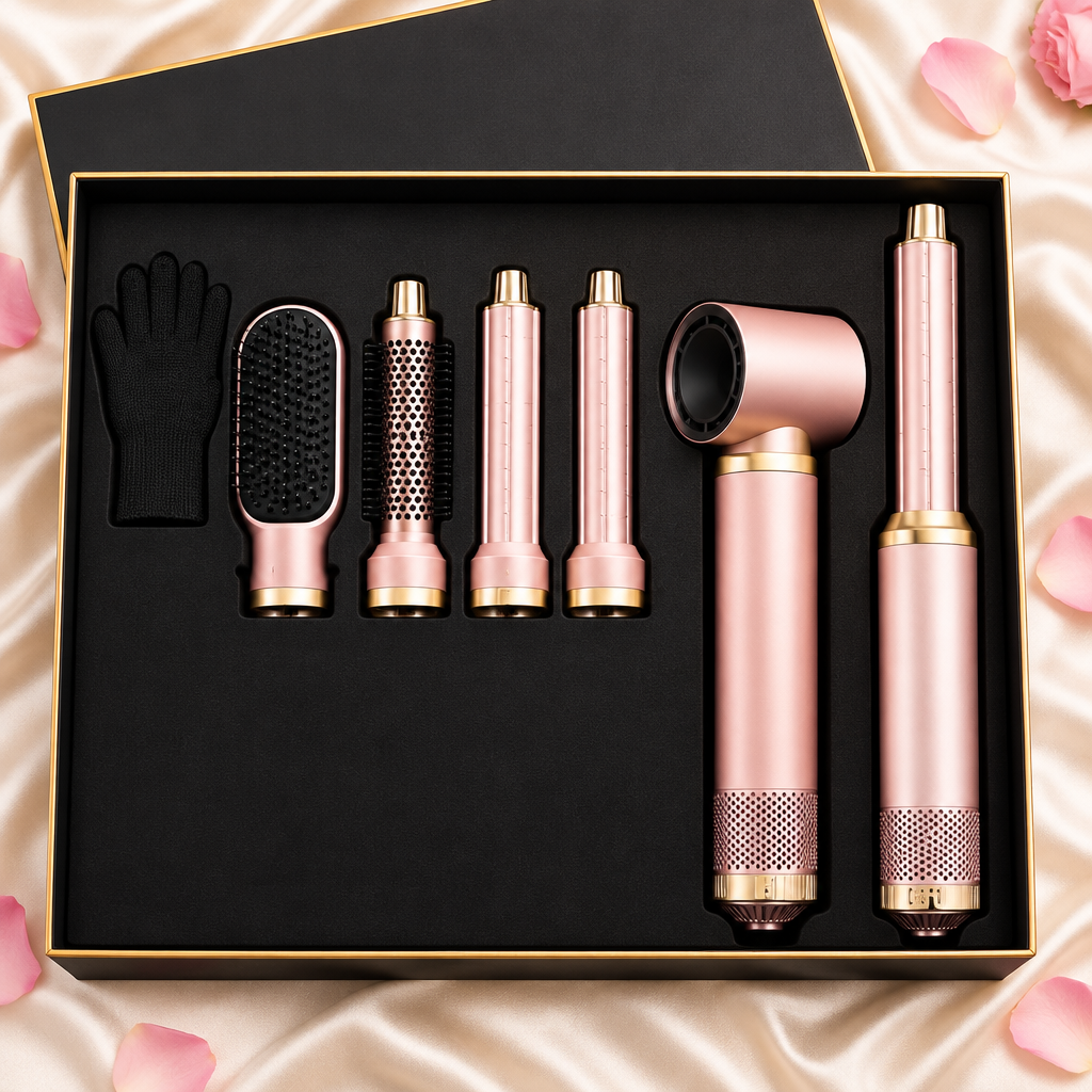 5-in-1 hot air styler gift set in a premium black gift box