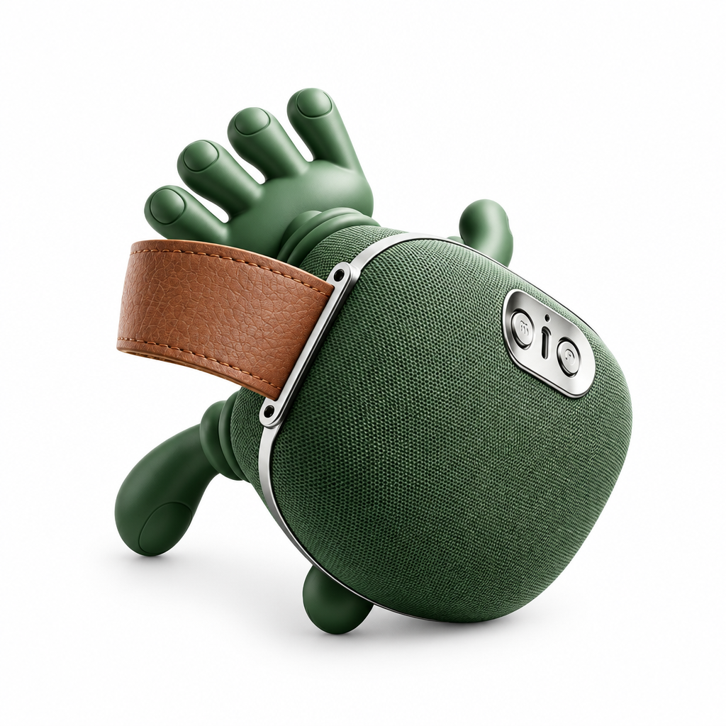 Cordless neck and shoulder massager with hand-like kneading arms and soothing warmth, sage green