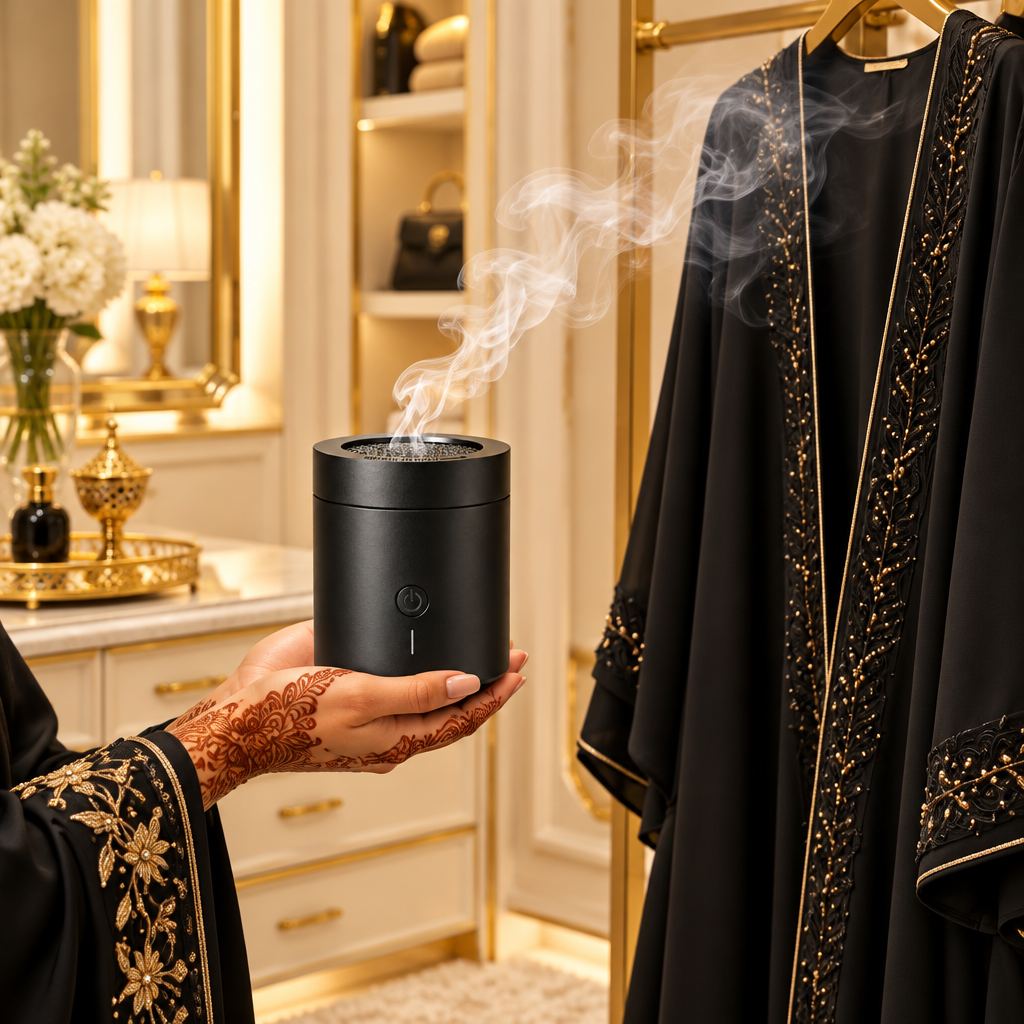 Scenting an abaya with a portable electric mabkhara