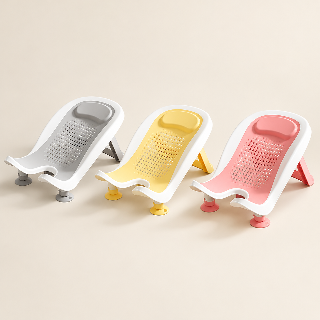 GOBEZ baby bath seat in Grey, Yellow and Pink