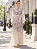 Aurelia Tie-Neck Floral Maxi Dress – Lilac Blush